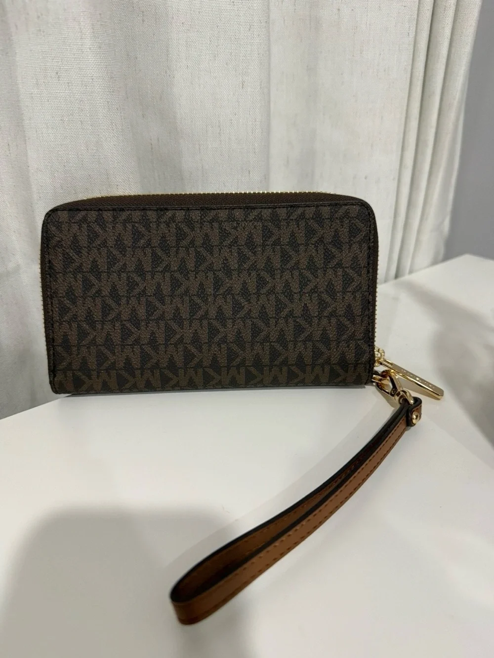NEW Michael Kors Jet Set Travel Large Double Zip Wristlet Wallet Brown